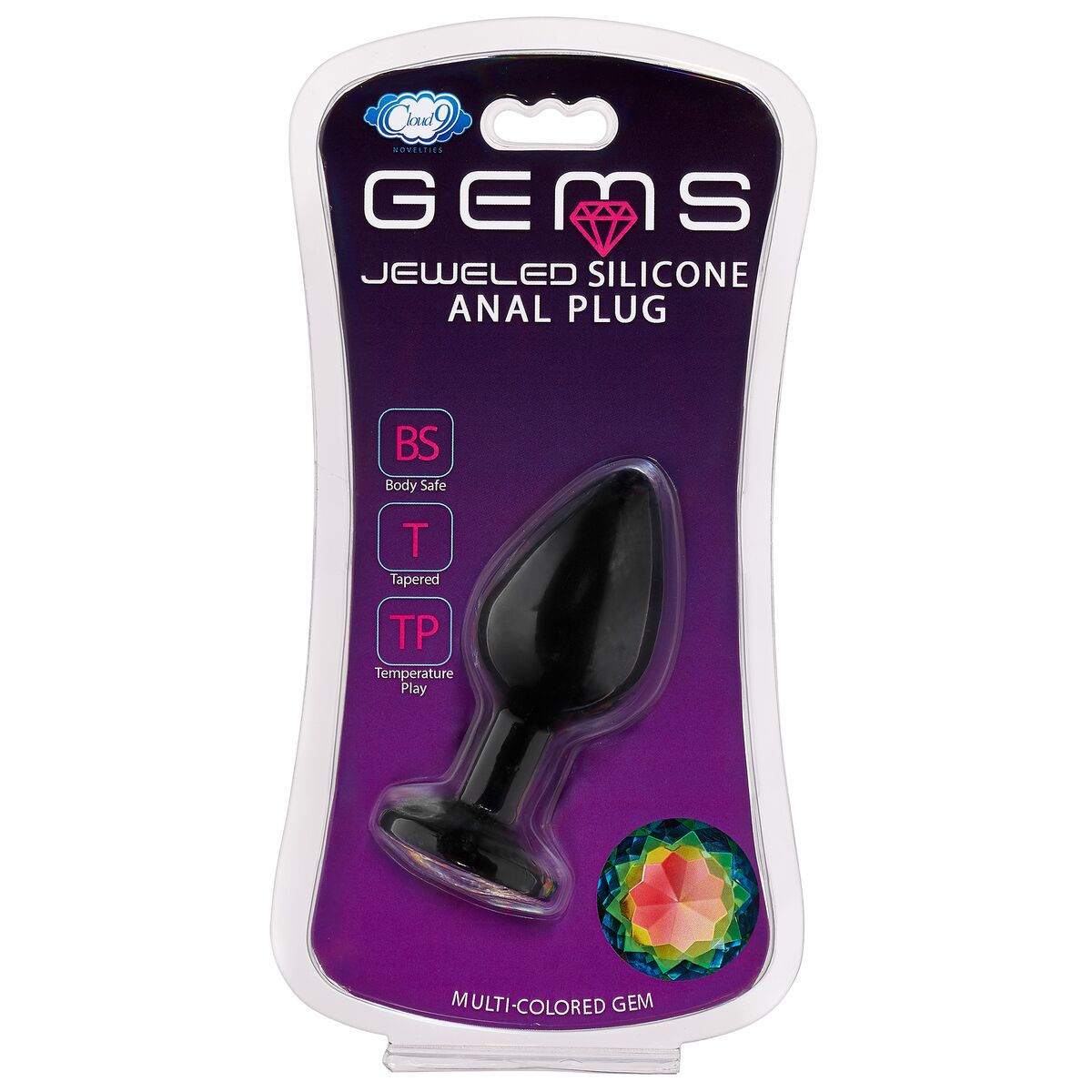 CLOUD 9 GEMS BLACK SILICONE ANAL PLUG MEDIUM - WTC304