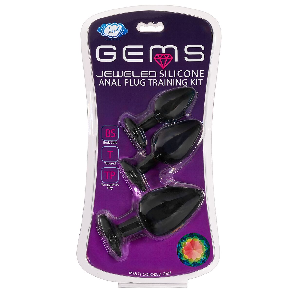CLOUD 9 GEMS BLACK SILICONE ANAL PLUG KIT - WTC305KIT