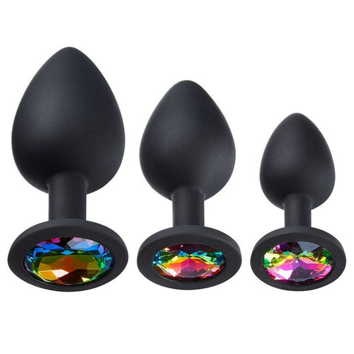 CLOUD 9 GEMS BLACK SILICONE ANAL PLUG KIT - WTC305KIT