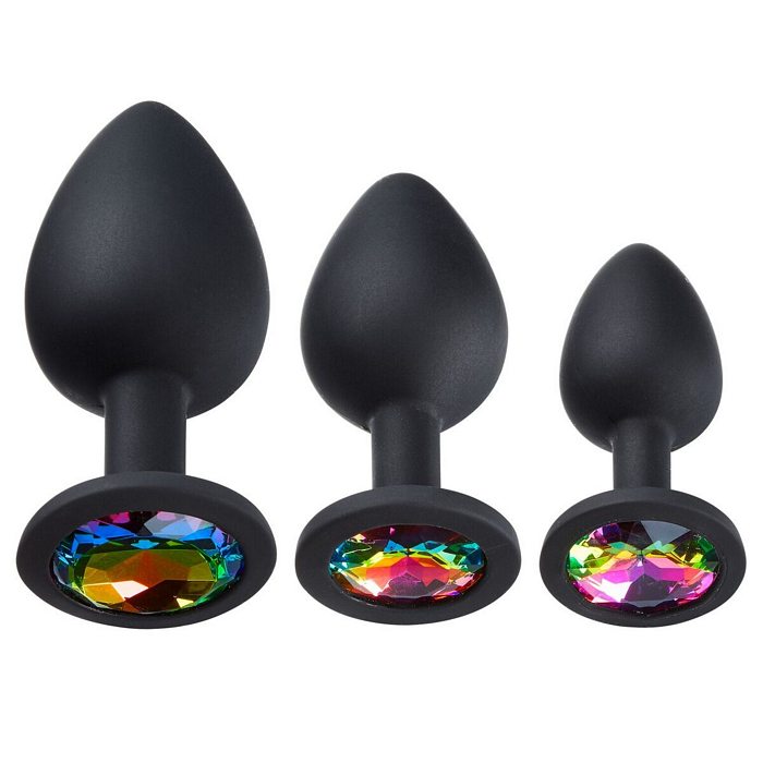 CLOUD 9 GEMS BLACK SILICONE ANAL PLUG KIT - WTC305KIT