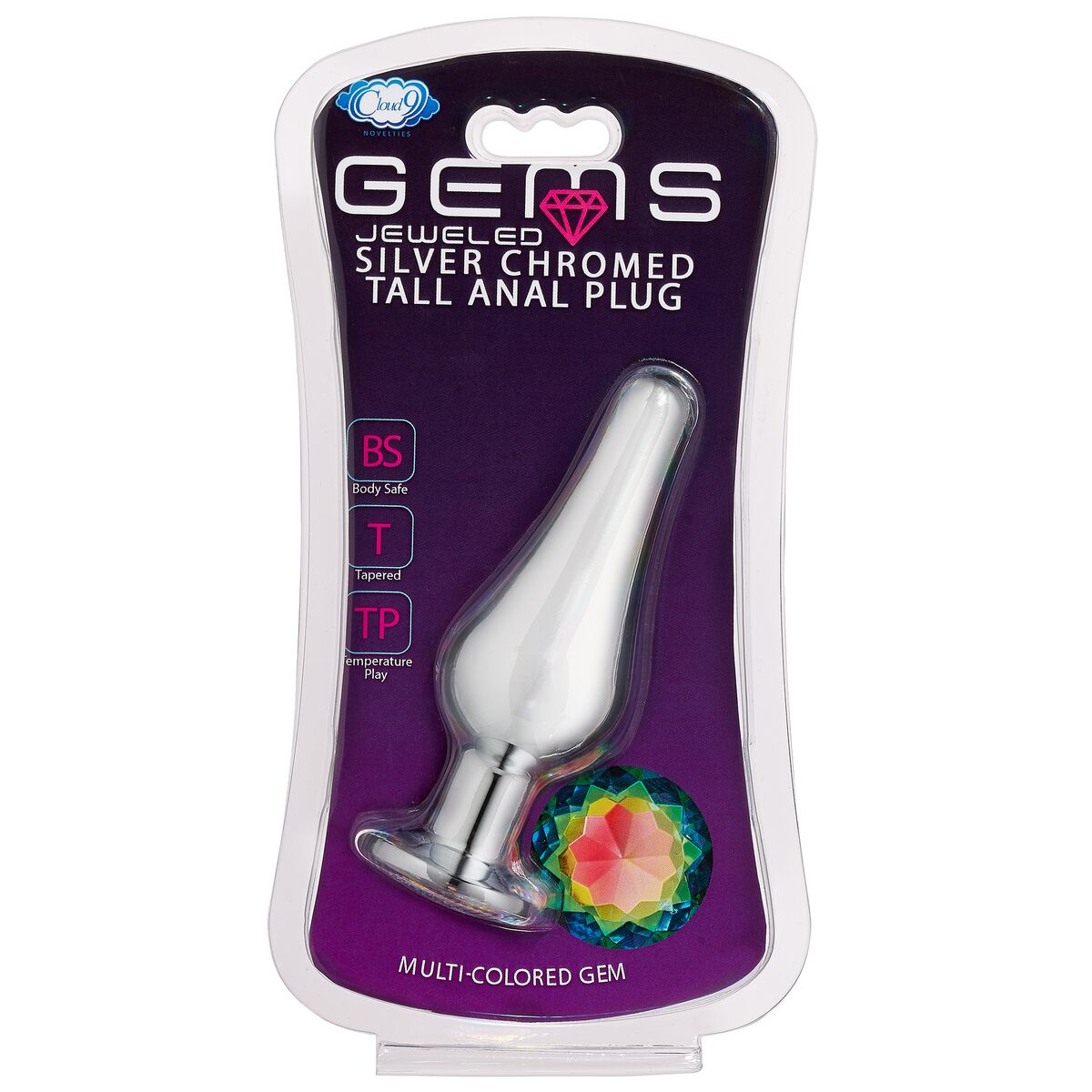 CLOUD 9 GEMS SILVER CHROMED TALL ANAL PLUG SMALL - WTC306