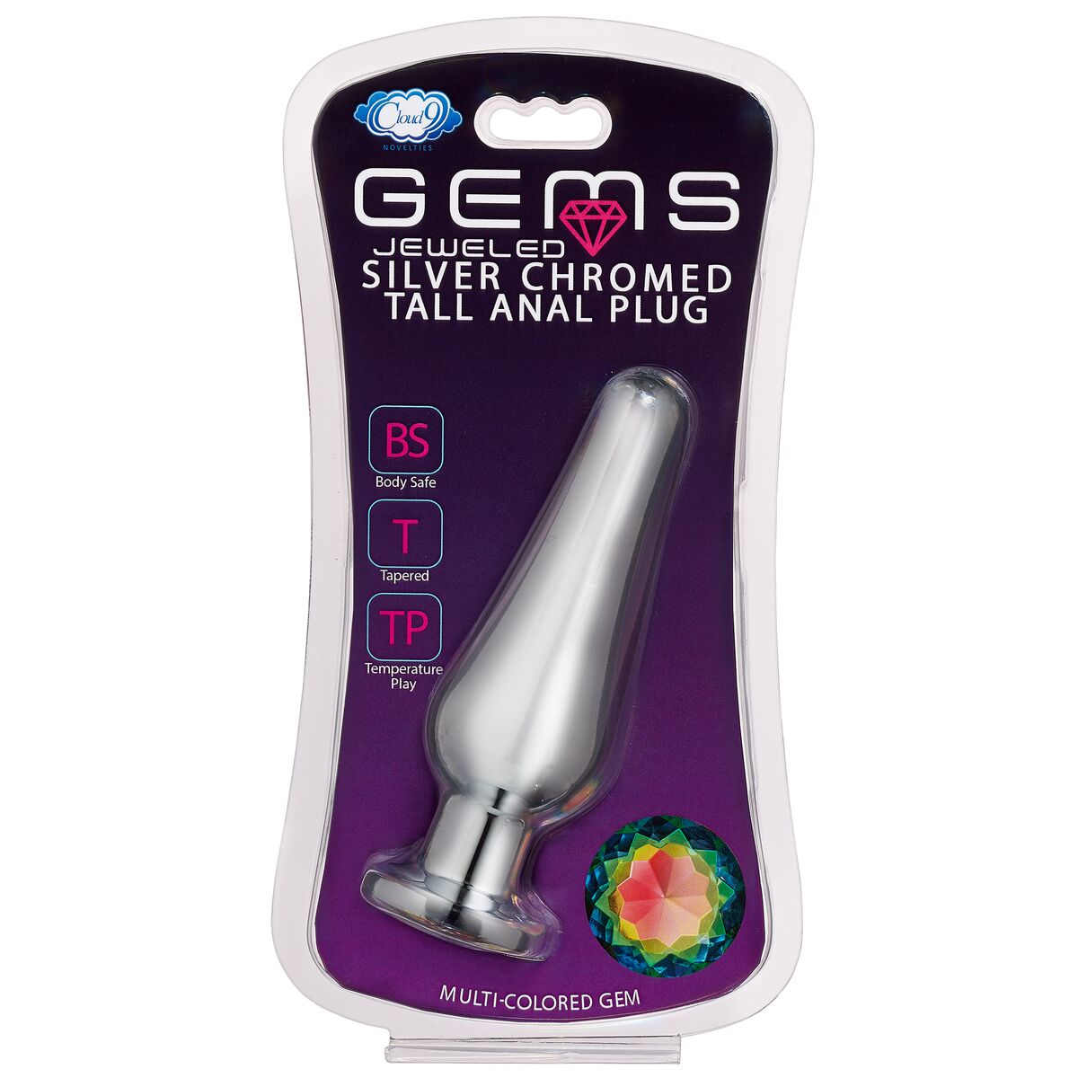 CLOUD 9 GEMS SILVER CHROMED TALL ANAL PLUG MEDIUM - WTC307