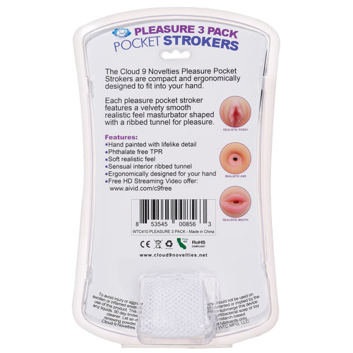 CLOUD 9 TRIO STROKER PUSSY ASS MOUTH MASTURBATOR KIT - WTC410