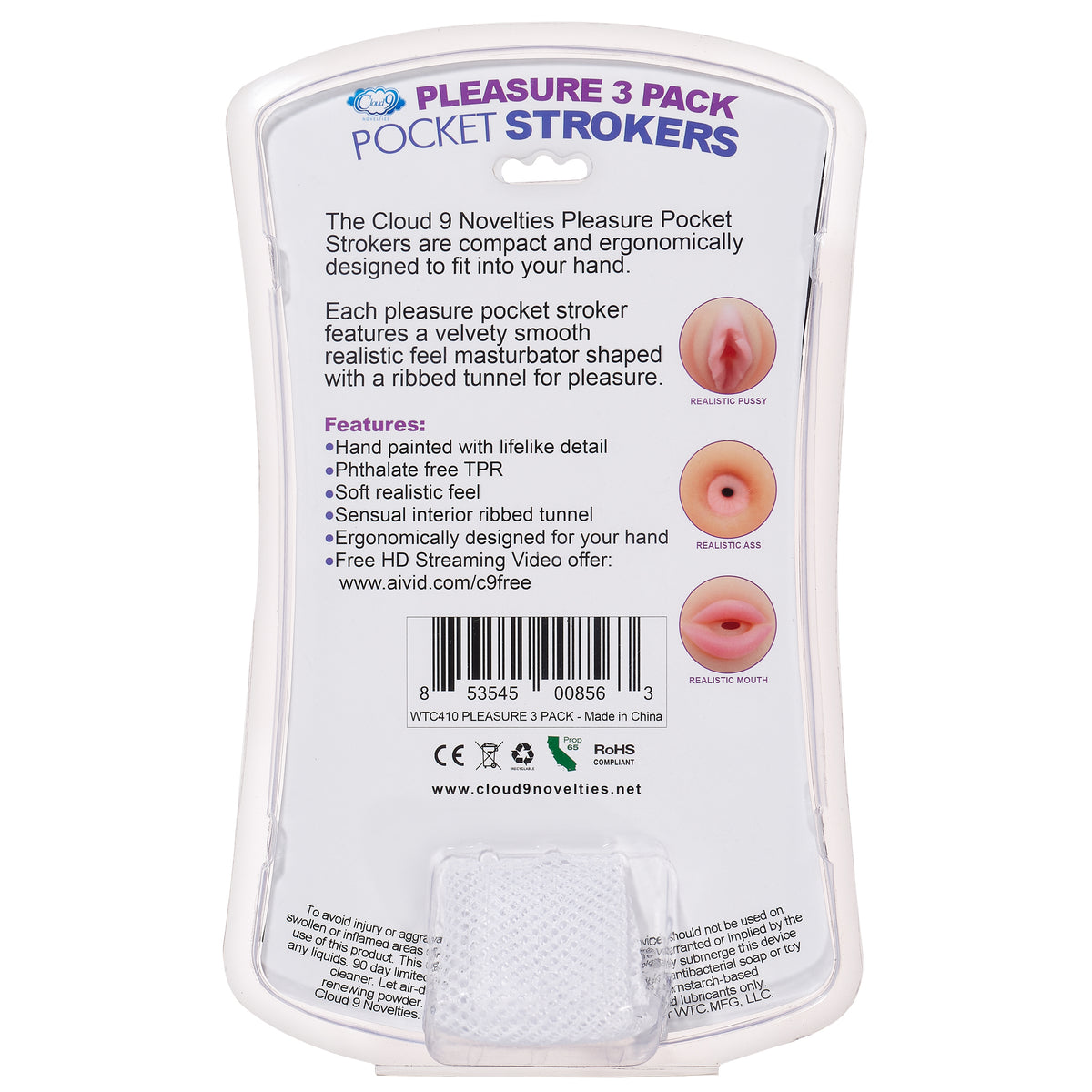 CLOUD 9 TRIO STROKER PUSSY ASS MOUTH MASTURBATOR KIT - WTC410