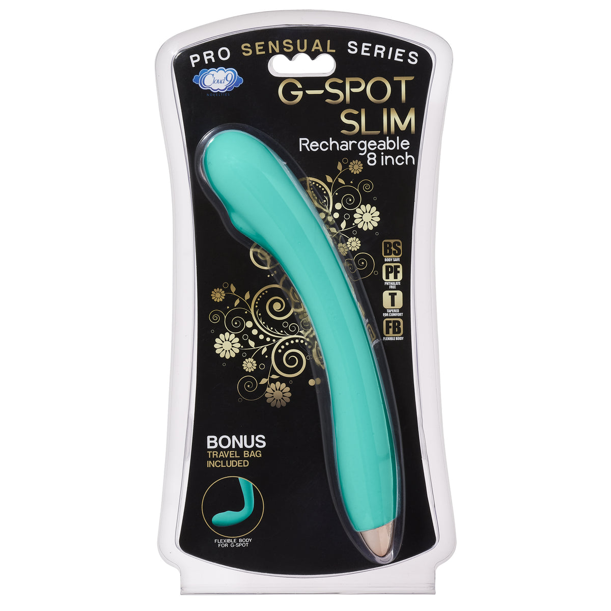 CLOUD 9 RECHARGEABLE G-SPOT SLIM 8IN SINGLE MOTOR TEAL - WTC500840