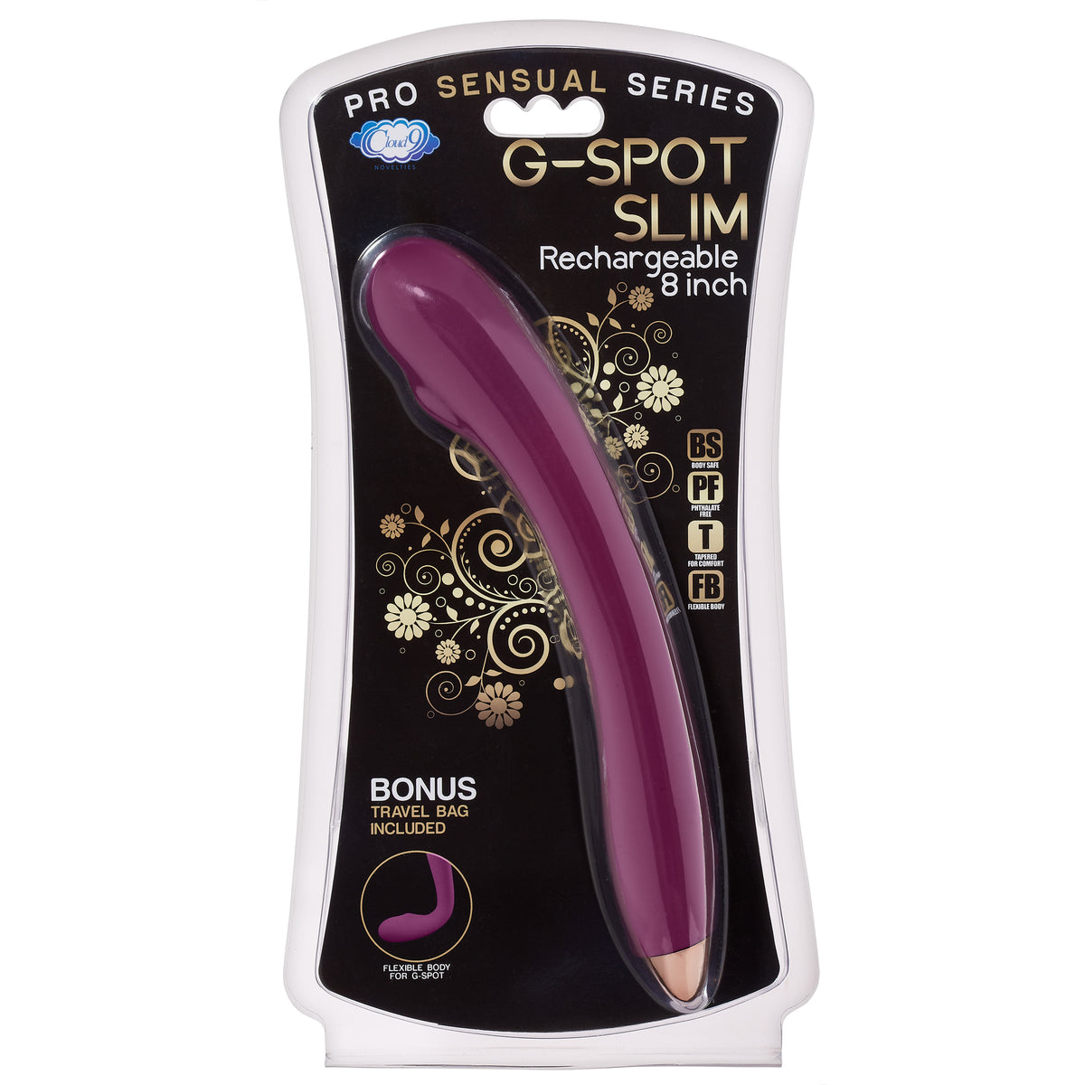 CLOUD 9 RECHARGEABLE G-SPOT SLIM 8IN SINGLE MOTOR PLUM - WTC500841