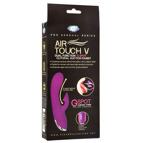 PRO SENSUAL AIR TOUCH V G SPOT DUAL FUNCTION CLITORAL SUCTION RABBIT - WTC624188