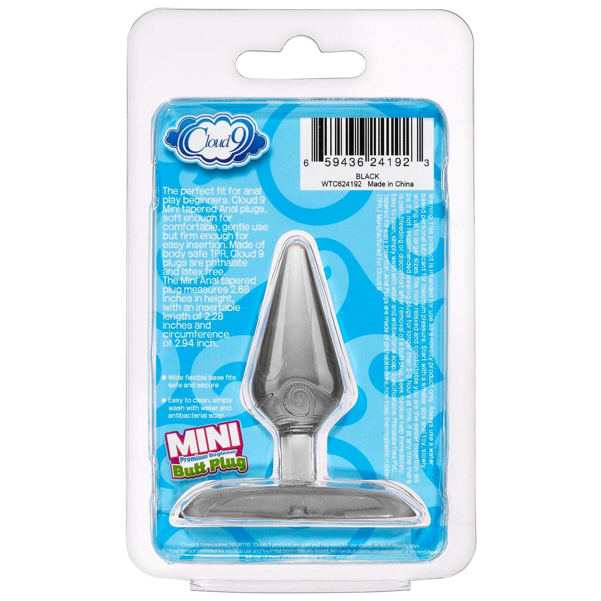 CLOUD 9 MINI BUTT PLUG SMOKE GREY - WTC624192