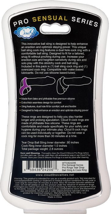 PRO SENSUAL SILICONE TEAR DROP RING & DONUT SLING 2 PACK - WTC624206