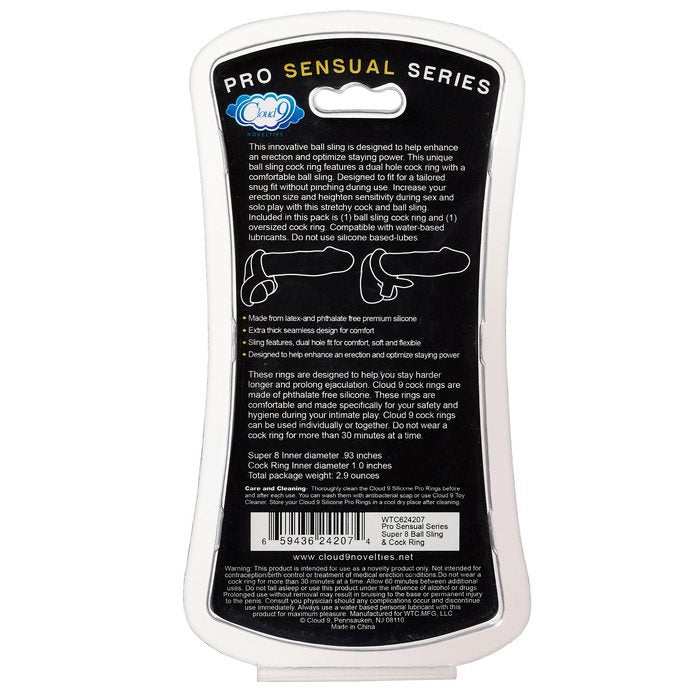 PRO SENSUAL SILICONE SUPER 8 RING & TIE SLING 2 PACK - WTC624207