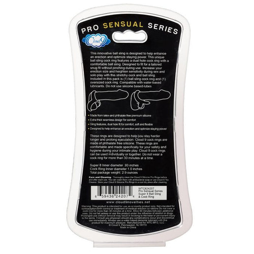 PRO SENSUAL SILICONE SUPER 8 RING & TIE SLING 2 PACK - WTC624207