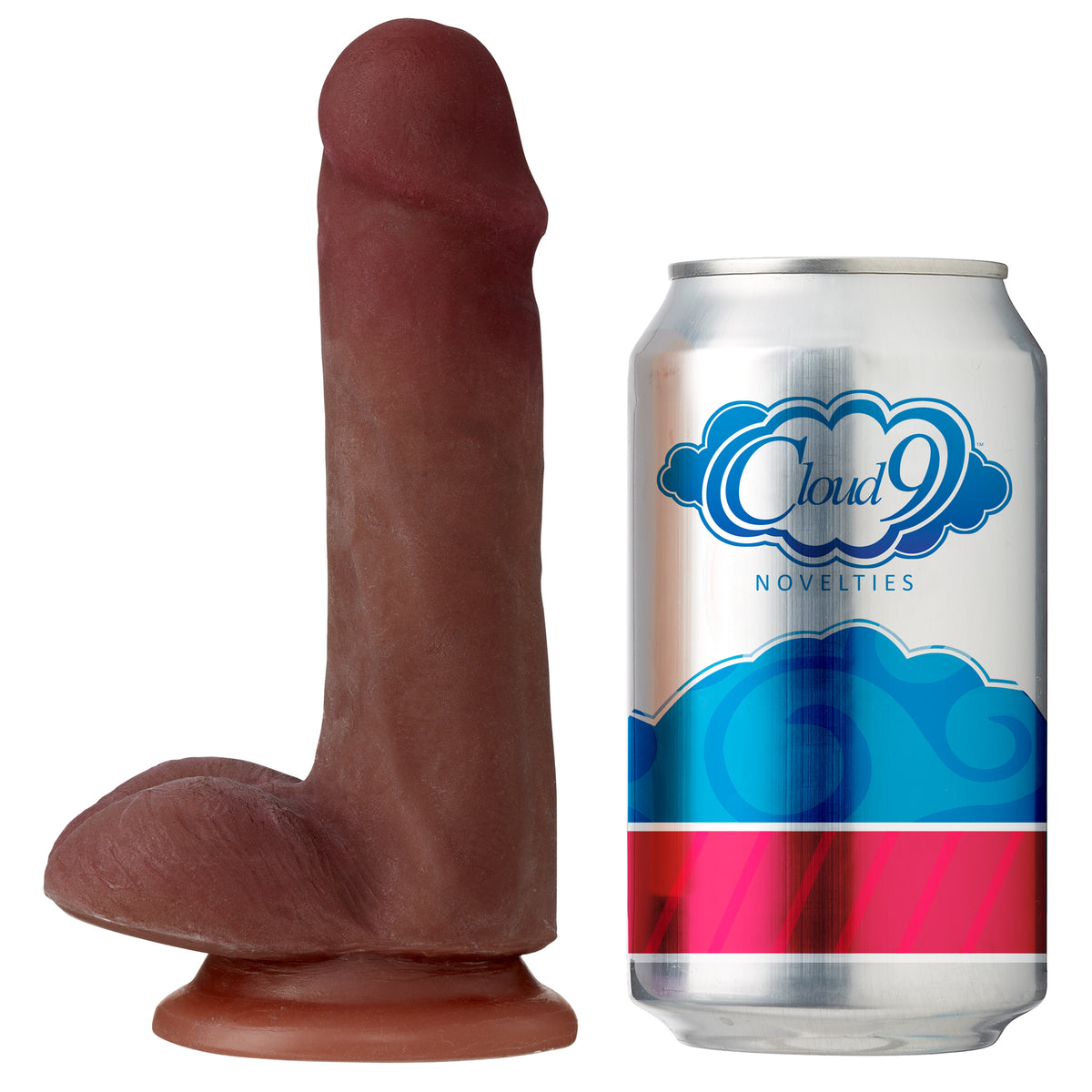 CLOUD 9 DUAL DENSITY DILDO TOUCH 6IN W/ BALLS BROWN - WTC702