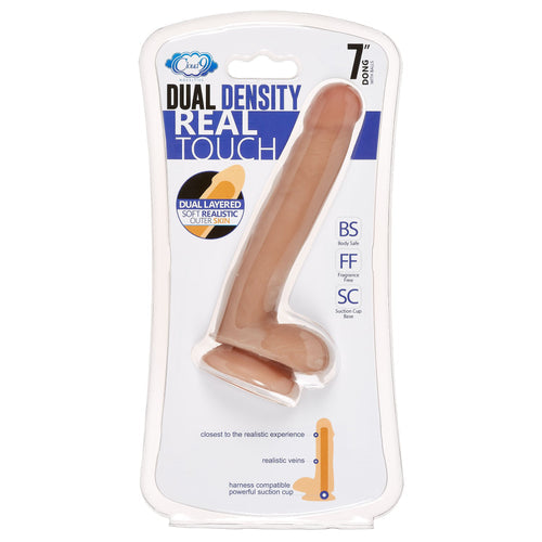 CLOUD 9 DUAL DENSITY DILDO TOUCH 7IN W/ BALLS TAN/ MOCHA - WTC704