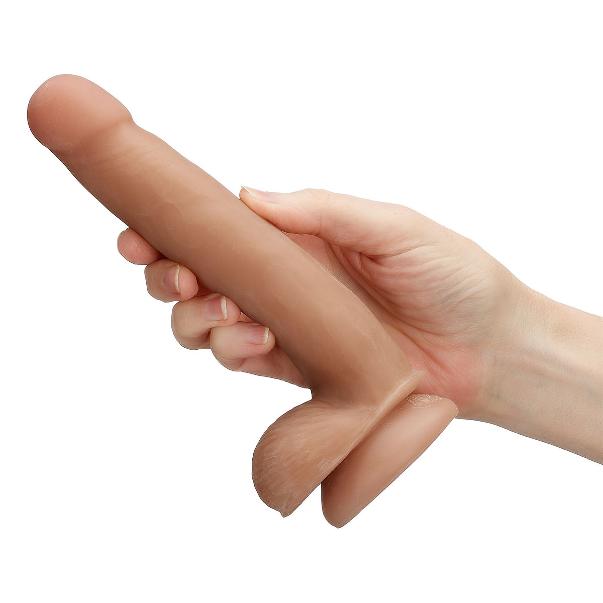 CLOUD 9 DUAL DENSITY DILDO TOUCH 7IN W/ BALLS TAN/ MOCHA - WTC704