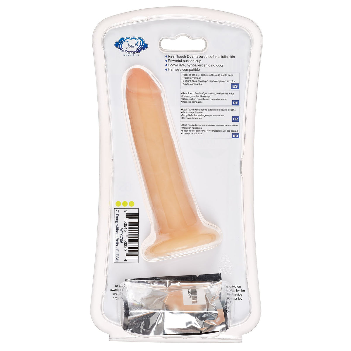 CLOUD 9 DUAL DENSITY DILDO TOUCH 7IN W/ NO BALLS LIGHT - WTC706
