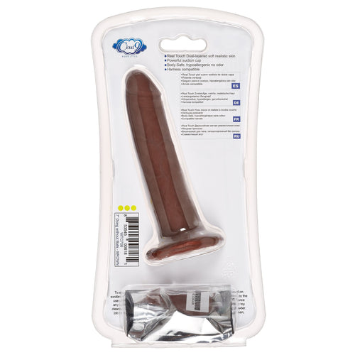 CLOUD 9 DUAL DENSITY DILDO TOUCH 7IN W/ NO BALLS BROWN - WTC708