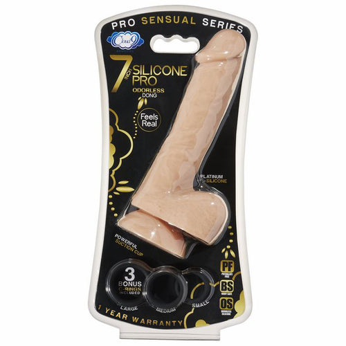 CLOUD 9 PRO SENSUAL 7 PREMIUM SILICONE DONG W/ C RINGS LIGHT " - WTC83440