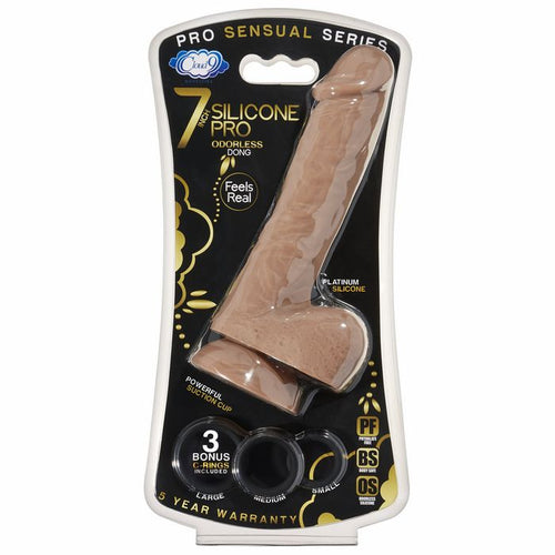 CLOUD 9 PRO SENSUAL 7 PREMIUM SILICONE DONG W/ C RINGS TAN " - WTC83441