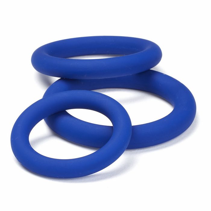 CLOUD 9 PRO SENSUAL SILICONE COCK RING 3 PACK BLUE - WTC85214