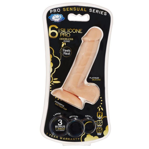 PRO SENSUAL PREMIUM SILICONE DONG W/ 3 C RINGS LIGHT 6 " - WTC852820