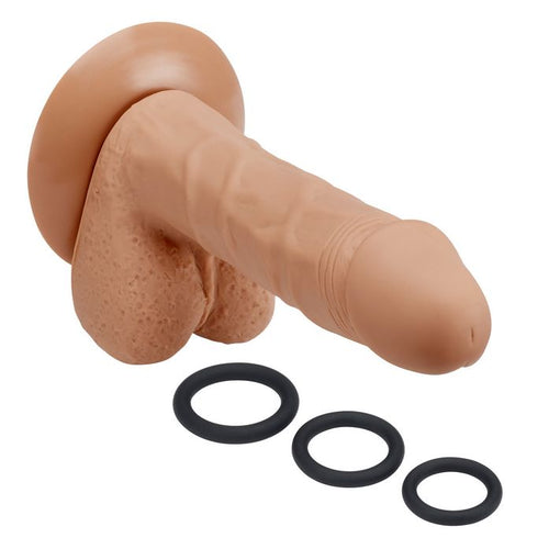 PRO SENSUAL PREMIUM SILICONE DONG W/ 3 C RINGS TAN 6 " - WTC852837