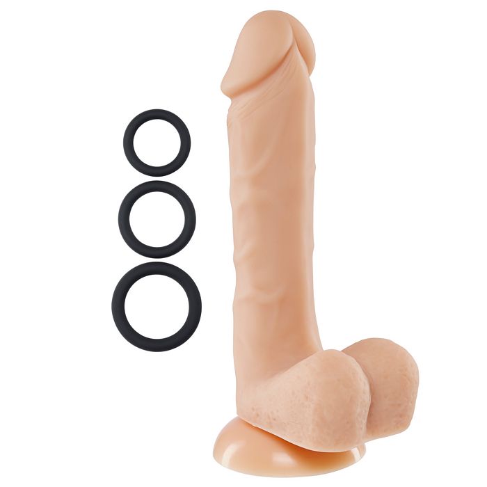 PRO SENSUAL PREMIUM SILICONE DONG W/ 3 C RINGS LIGHT 8 " - WTC852851