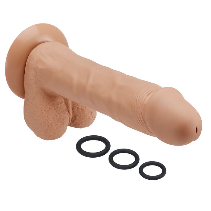PRO SENSUAL PREMIUM SILICONE DONG W/ 3 C RINGS TAN 9 " - WTC852899