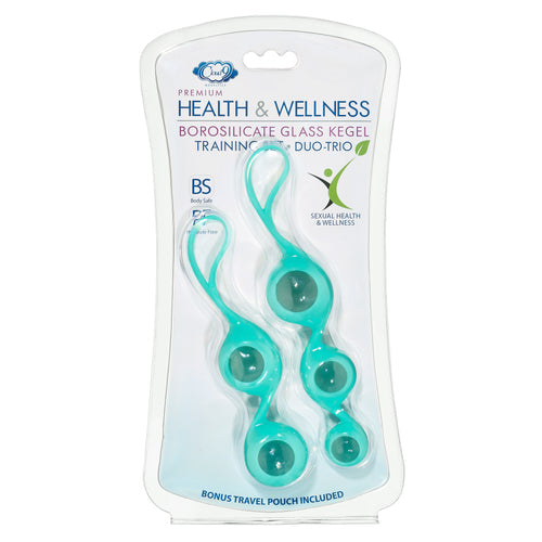 CLOUD 9 HEALTH & WELLNESS BOROSILICATE KEGEL TRAINING SET - TEAL - WTC908