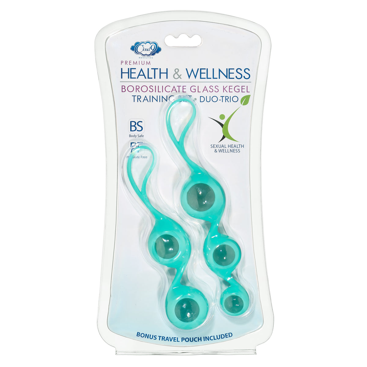 CLOUD 9 HEALTH & WELLNESS BOROSILICATE KEGEL TRAINING SET - TEAL - WTC908