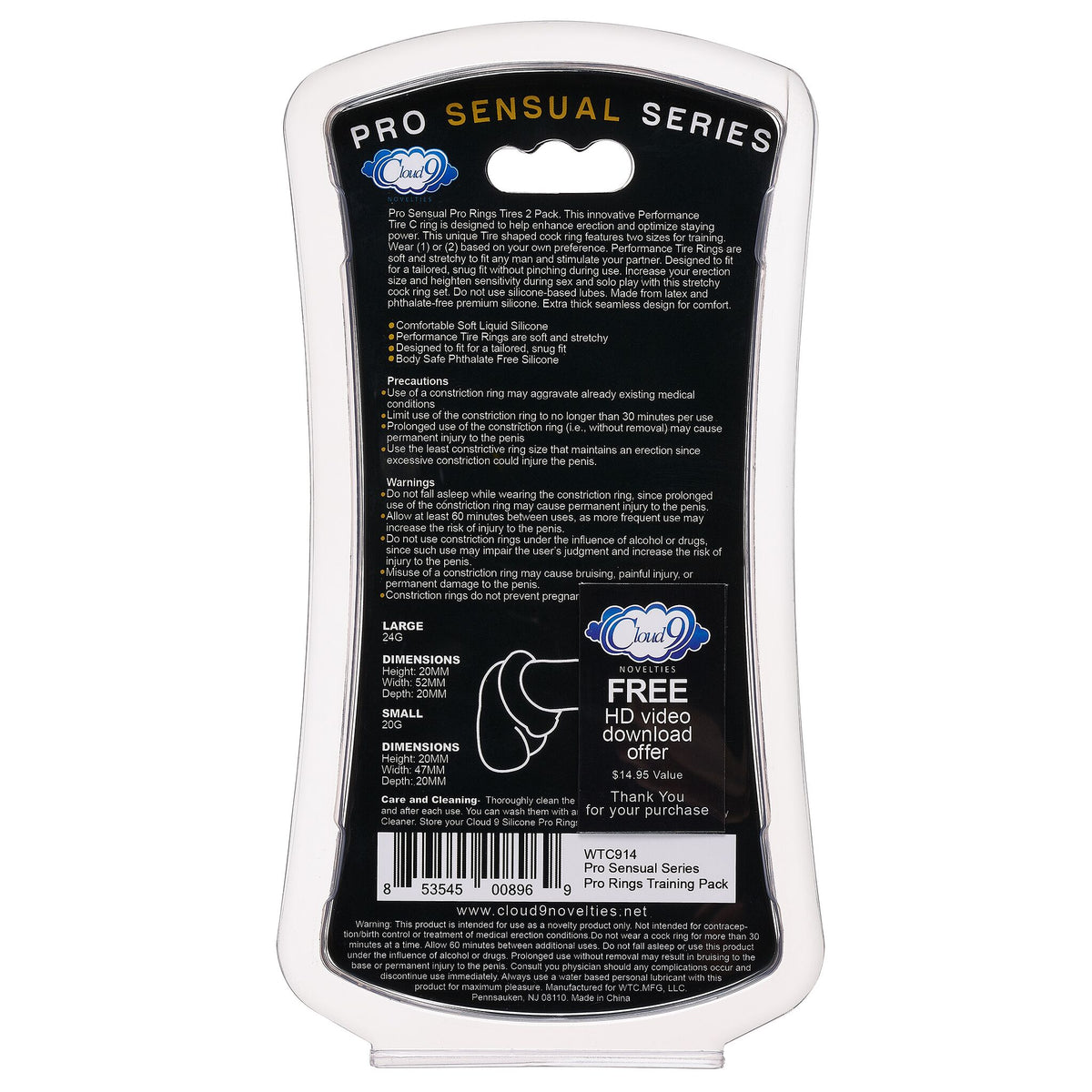 CLOUD 9 PRO RINGS LIQUID SILICONE TIRES 2 PACK BLACK - WTC914