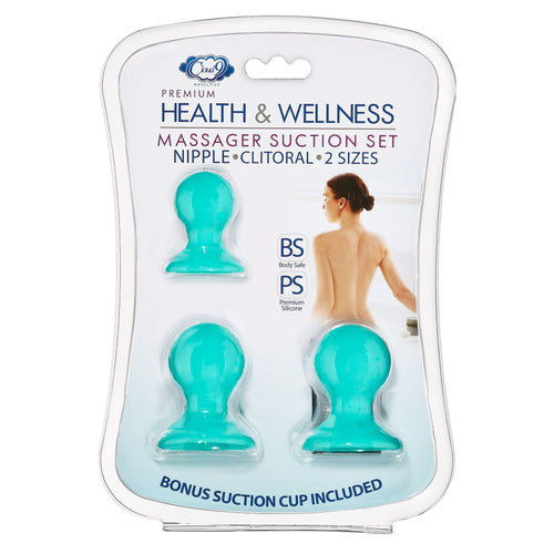 CLOUD 9 HEALTH & WELLNESS NIPPLE & CLITORAL MASSAGER SUCTION SET TEAL - WTC916