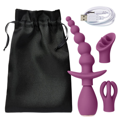 CLOUD 9 HEALTH & WELLNESS ANAL CLITORAL & NIPPLE MASSAGER KIT PLUM - WTC919