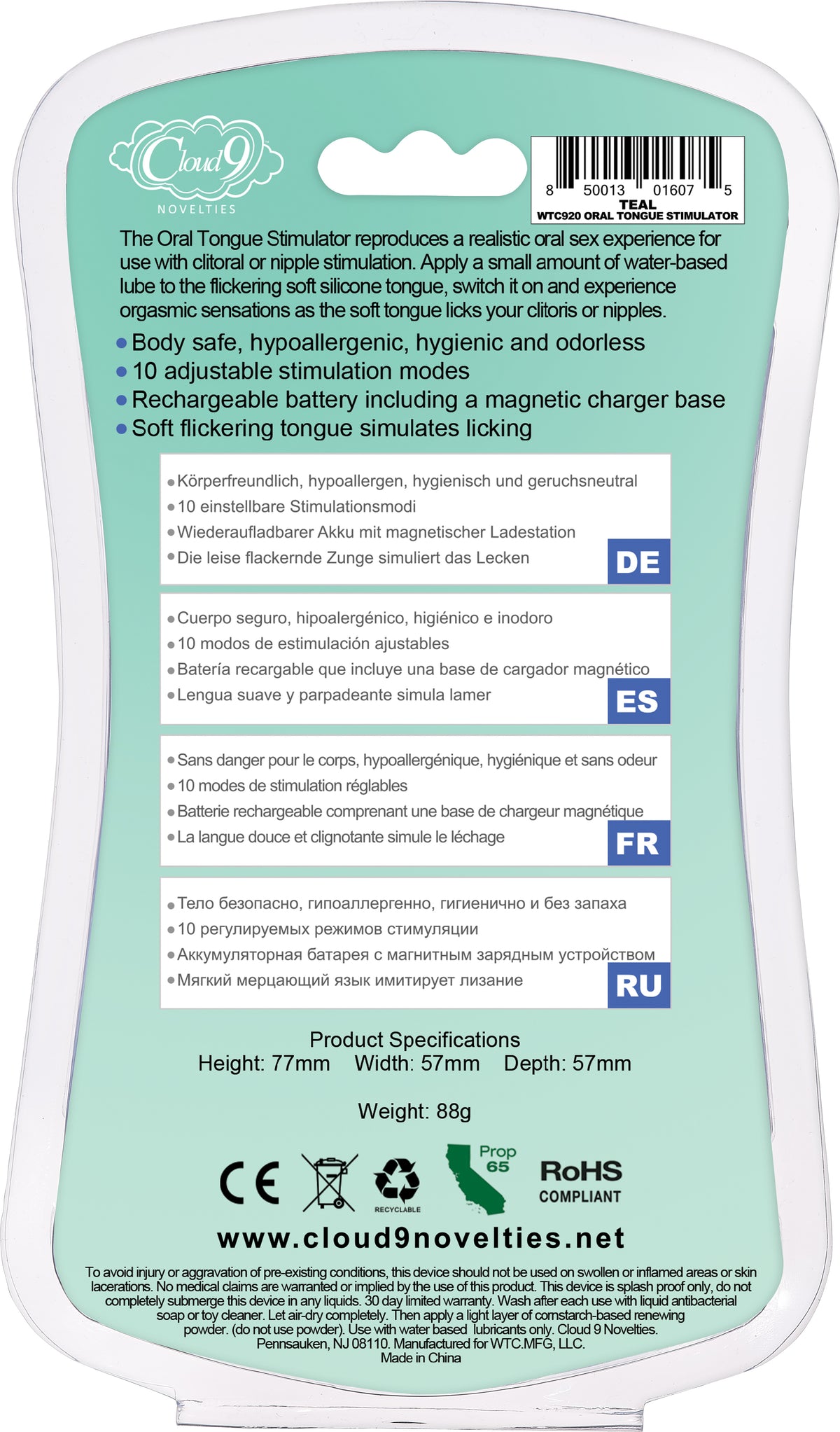 CLOUD 9 HEALTH & WELLNESS FLUTTER ORAL TONGUE STIMULATOR TEAL - WTC920
