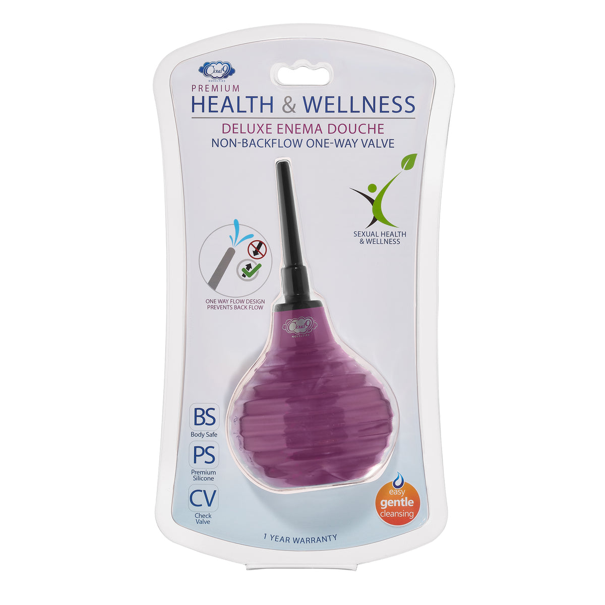 CLOUD 9 HEALTH & WELLNESS PREMIUM SILICONE NON-BACKFLOW ENEMA DOUCHE - WTC924