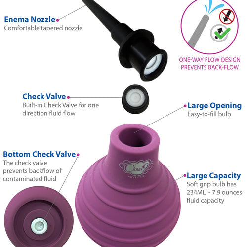 CLOUD 9 HEALTH & WELLNESS PREMIUM SILICONE NON-BACKFLOW ENEMA DOUCHE - WTC924