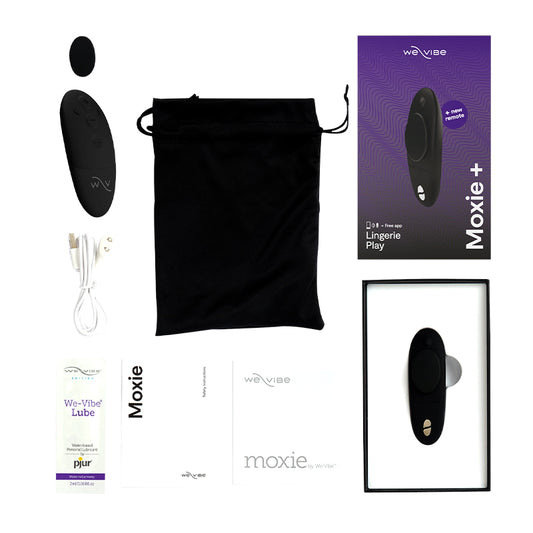 We-Vibe Moxie+ Rechargeable Remote-Controlled Silicone Wearable Clitoral Vibrator Black-Pinkfoxxx