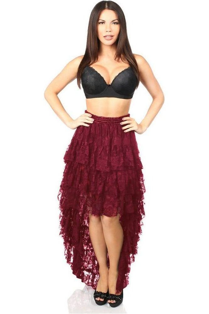 Wine High Low Lace Skirt