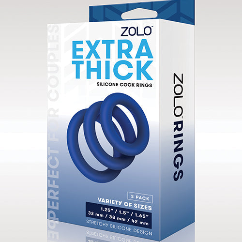 ZOLO EXTRA THICK SILICONE COCK RING 3PK - XGZO6036