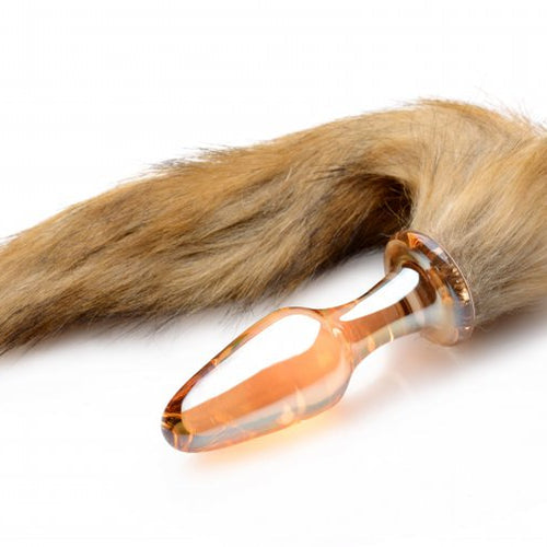 FRISKY ORANGE GLASS BUTT PLUG W/FOX TAIL - XRAD800