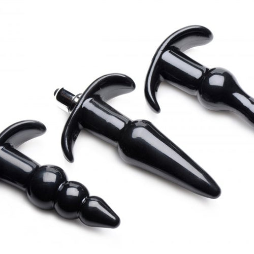 FRISKY THRILL TRIO ANAL PLUG SET BLACK - XRAG293BLK