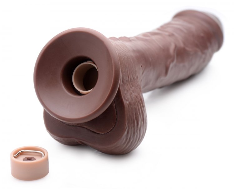 LOADZ 8.5IN VIBRATING DILDO SQUIRTING DARK - XRAG321DRK