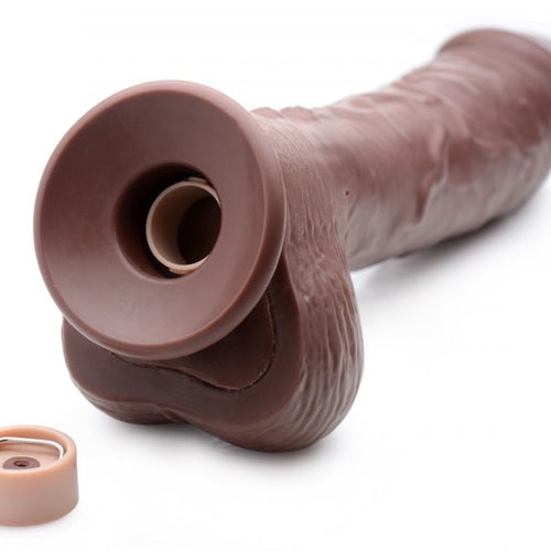 LOADZ 8.5IN VIBRATING DILDO SQUIRTING DARK - XRAG321DRK