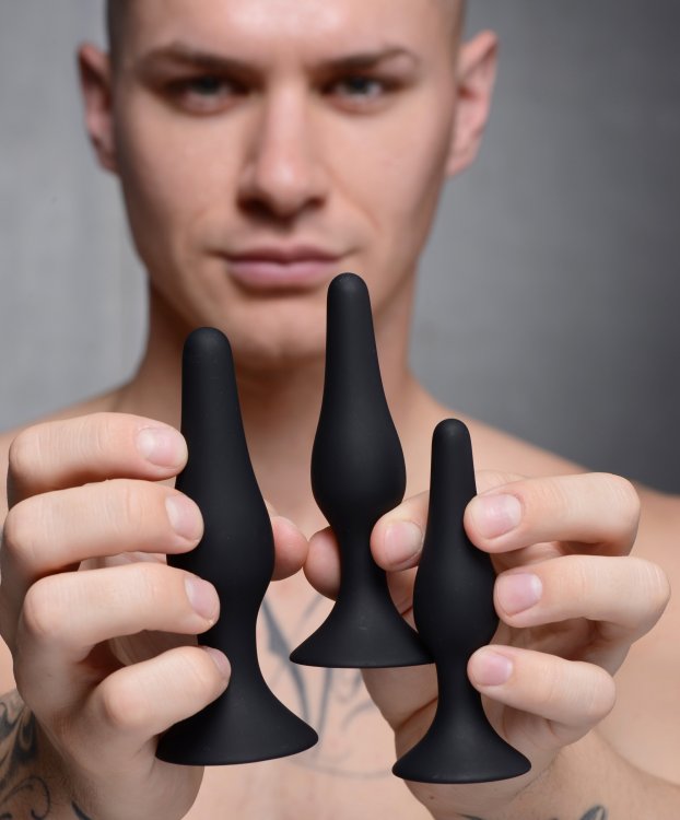 MASTER SERIES TRIPLE SPIRE TAPERED SILICONE ANAL TRAINER 3PC SET - XRAG376