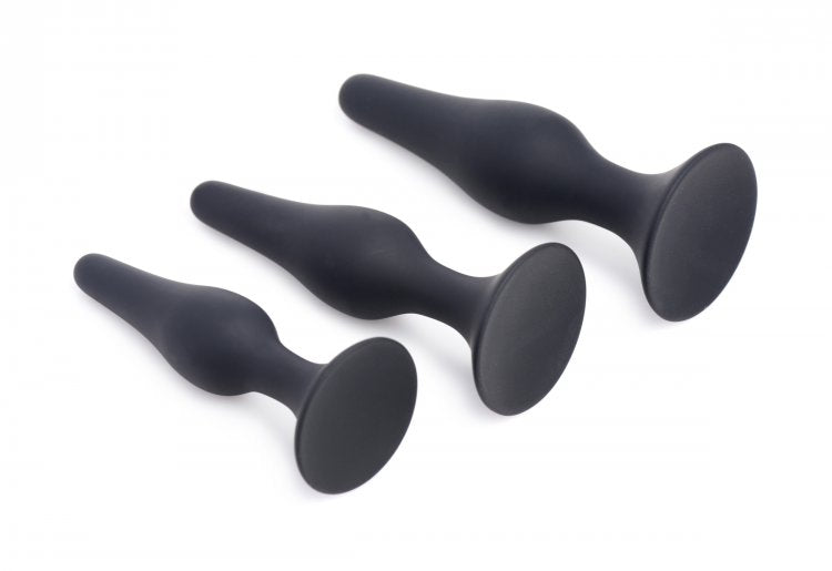 MASTER SERIES TRIPLE SPIRE TAPERED SILICONE ANAL TRAINER 3PC SET - XRAG376