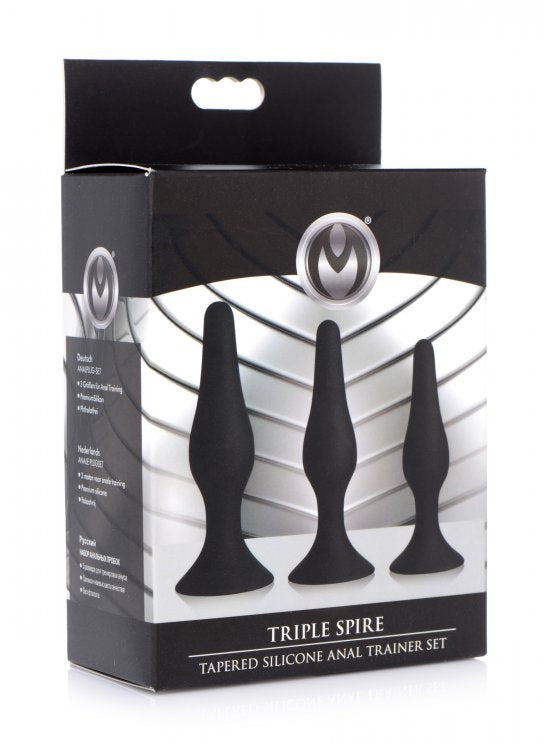 MASTER SERIES TRIPLE SPIRE TAPERED SILICONE ANAL TRAINER 3PC SET - XRAG376