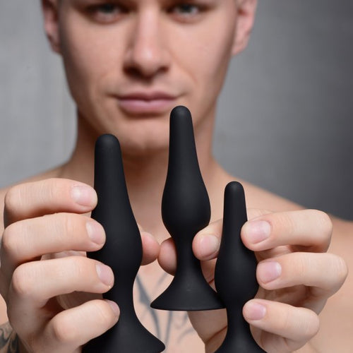 MASTER SERIES TRIPLE SPIRE TAPERED SILICONE ANAL TRAINER 3PC SET - XRAG376