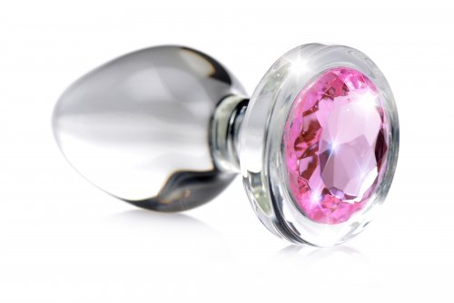 BOOTY SPARKS PINK GEM GLASS ANAL PLUG MEDIUM - XRAG430M