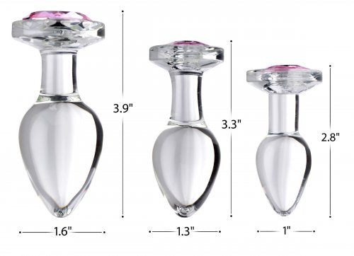 BOOTY SPARKS PINK GEM GLASS ANAL PLUG SET - XRAG431