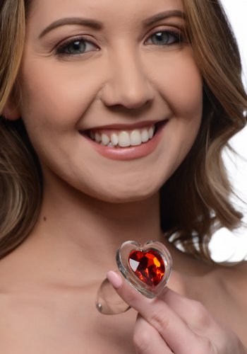 BOOTY SPARKS RED HEART GLASS ANAL PLUG SMALL - XRAG432S