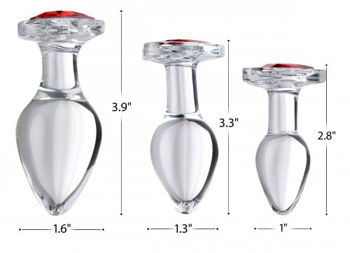 BOOTY SPARKS RED HEART GLASS ANAL PLUG SET - XRAG433
